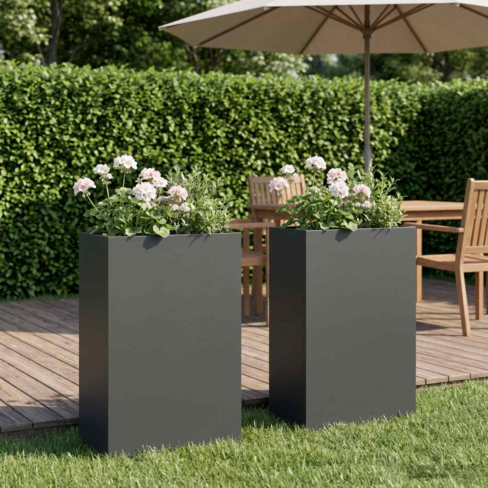 Plantenbak 2 st Antraciet 40 x 20 x 75 cm Koudgewalst staal