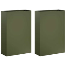 Plantenbak 2 st Olijfgroen 40 x 20 x 75 cm Koudgewalst staal