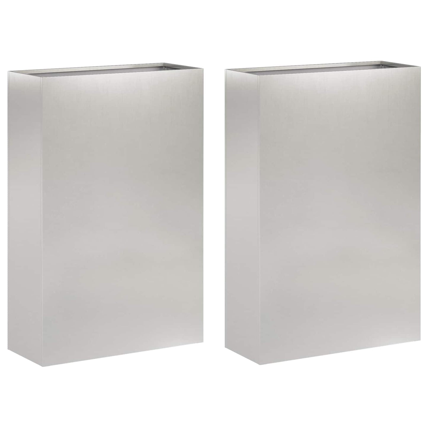 Plantenbak 2 st zilver 40 x 20 x 75 cm Roestvrij staal