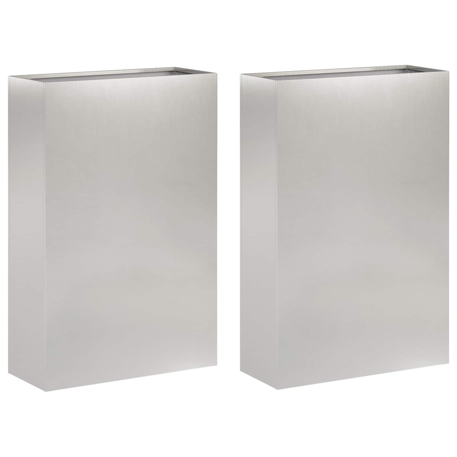 Plantenbak 2 st zilver 40 x 20 x 75 cm Roestvrij staal