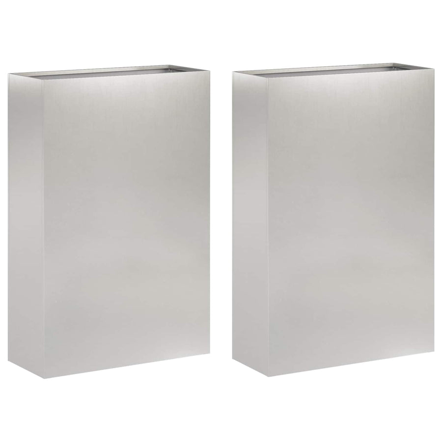 Plantenbak 2 st zilver 40 x 20 x 75 cm Roestvrij staal