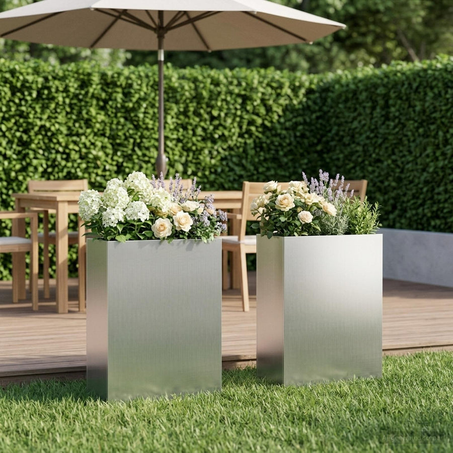 Plantenbak 2 st zilver 40 x 20 x 75 cm Gegalvaniseerd staal