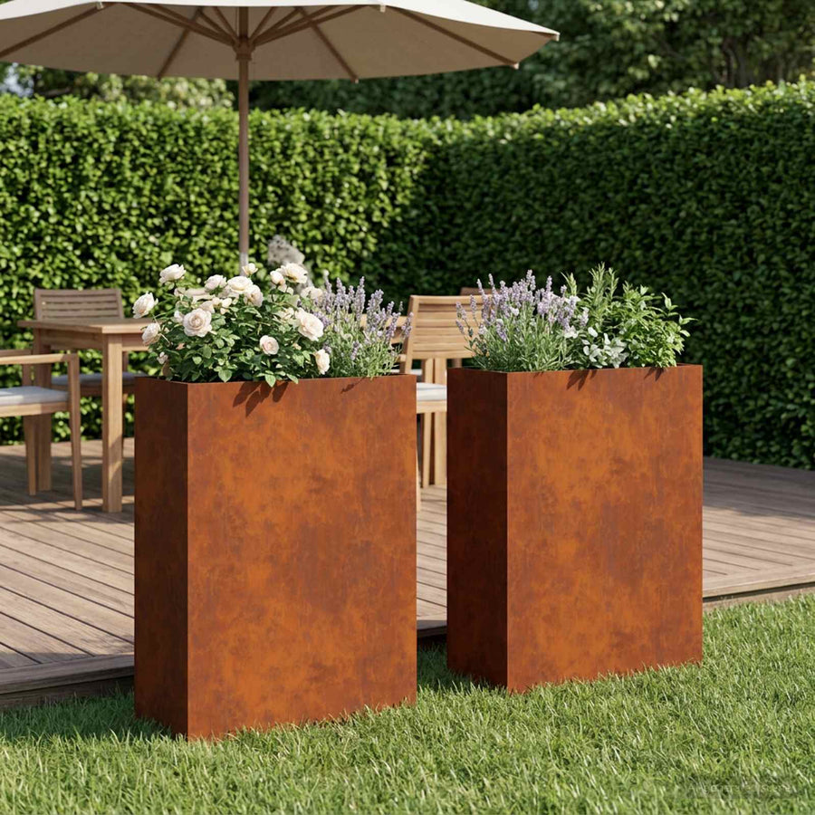 Plantenbak 2 st Roestkleurig 40 x 20 x 75 cm weervast staal