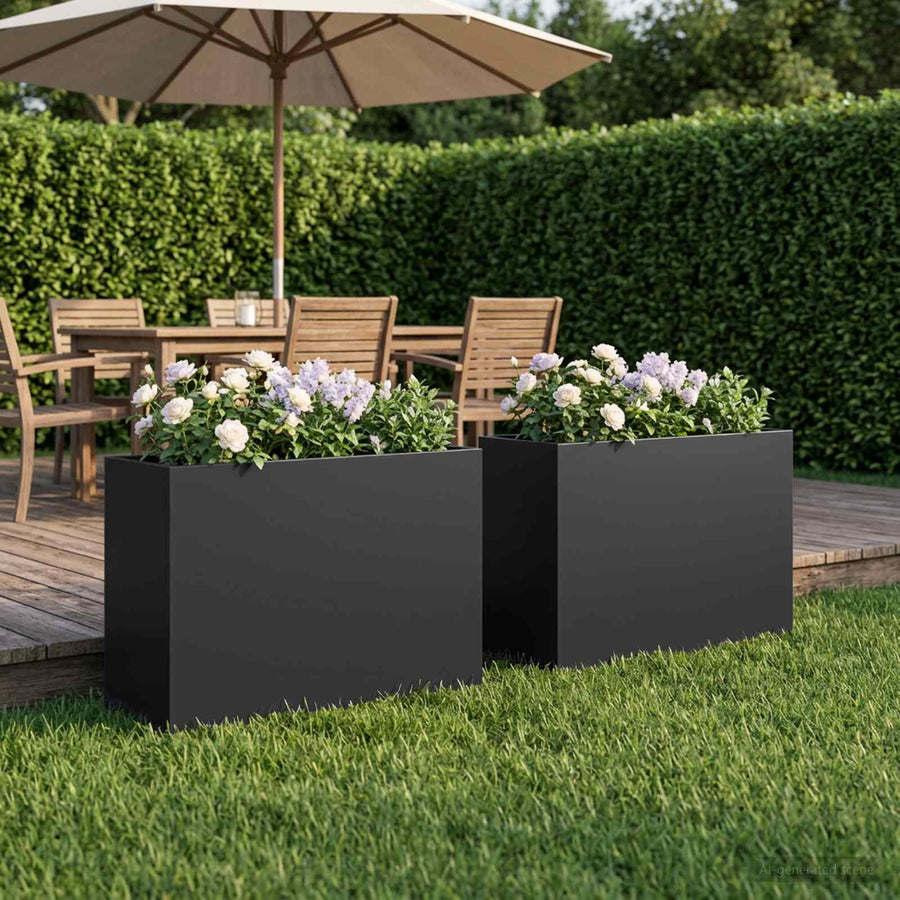 Plantenbak 2 st Zwart 50 x 20 x 40 cm Koudgewalst staal