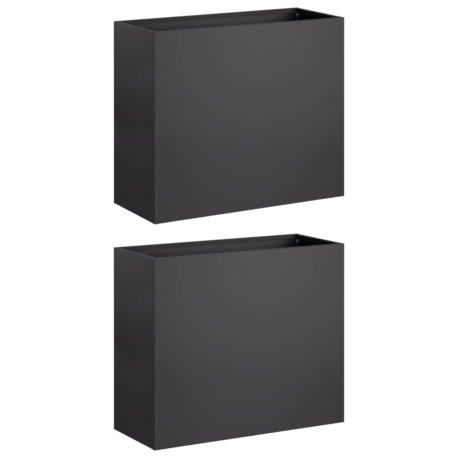 Plantenbak 2 st Zwart 50 x 20 x 40 cm Koudgewalst staal