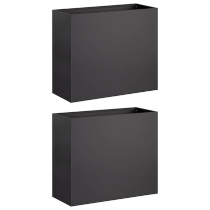 Plantenbak 2 st Zwart 50 x 20 x 40 cm Koudgewalst staal