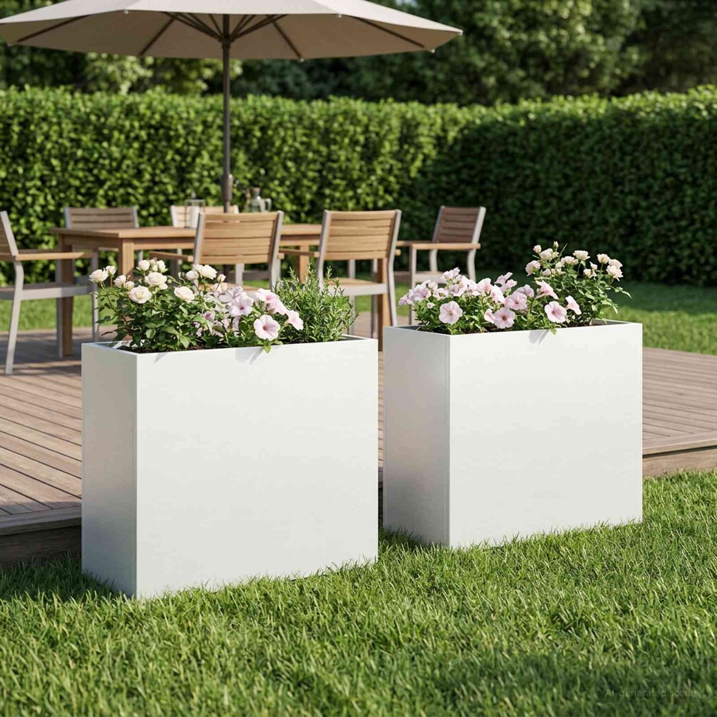 Plantenbak 2 st Wit 50 x 20 x 40 cm Koudgewalst staal