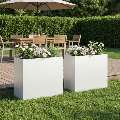 Plantenbak 2 st Wit 50 x 20 x 40 cm Koudgewalst staal