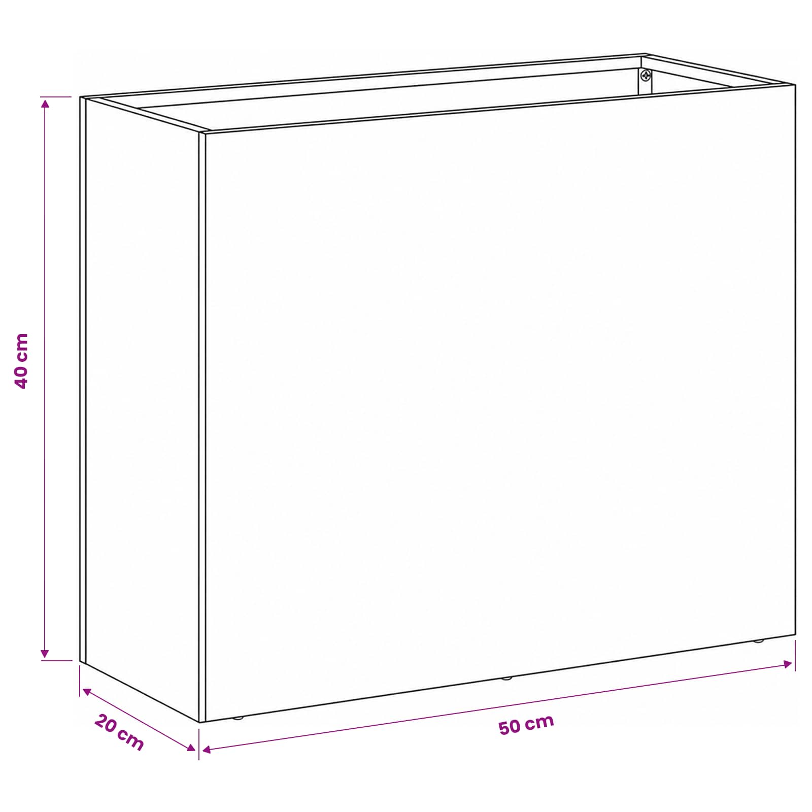 Plantenbak 2 st Wit 50 x 20 x 40 cm Koudgewalst staal
