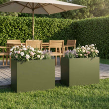 Plantenbak 2 st Olijfgroen 50 x 20 x 40 cm Koudgewalst staal