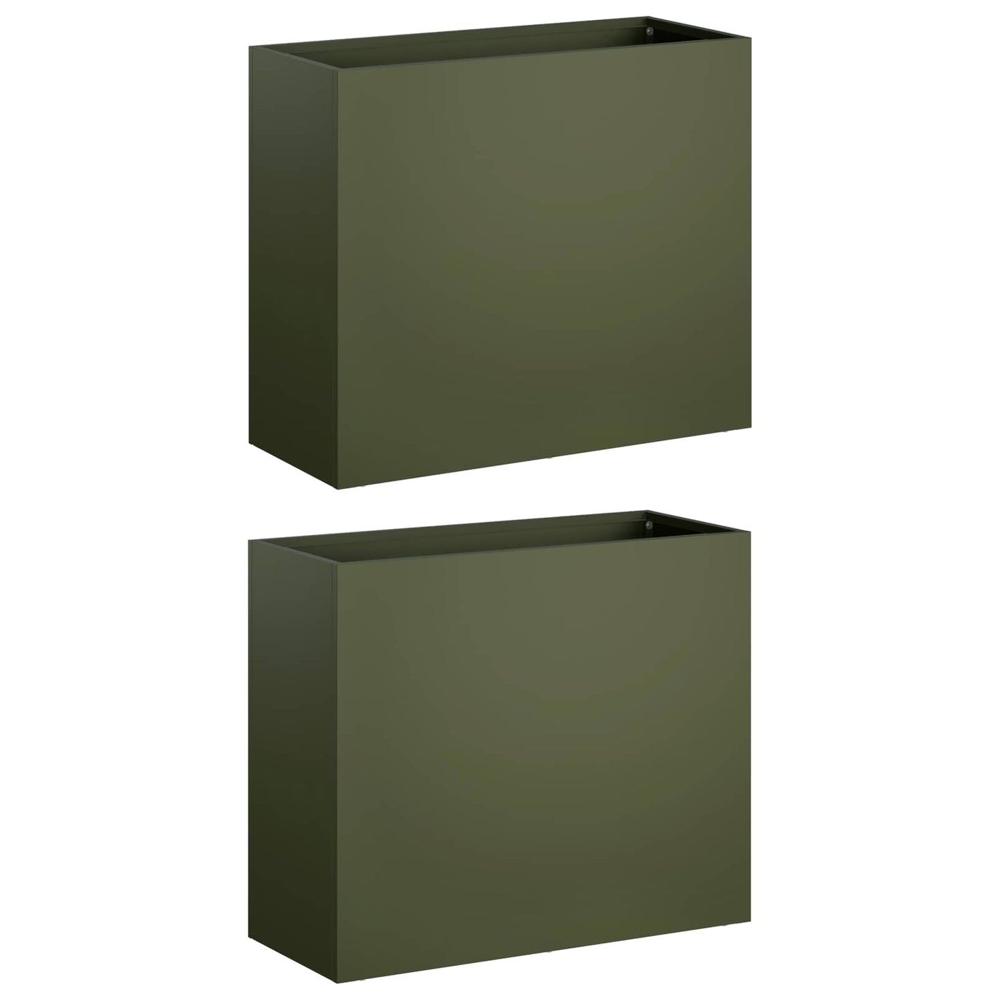 Plantenbak 2 st Olijfgroen 50 x 20 x 40 cm Koudgewalst staal