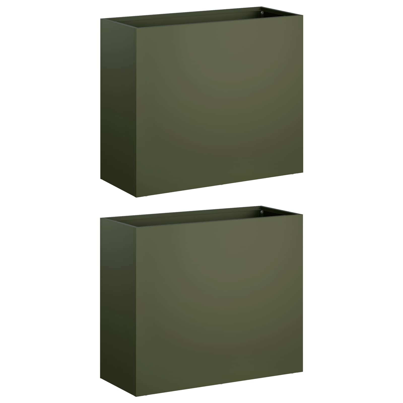 Plantenbak 2 st Olijfgroen 50 x 20 x 40 cm Koudgewalst staal