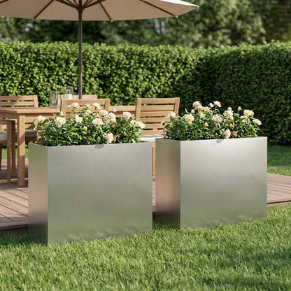 Plantenbak 2 st zilver 50 x 20 x 40 cm Roestvrij staal