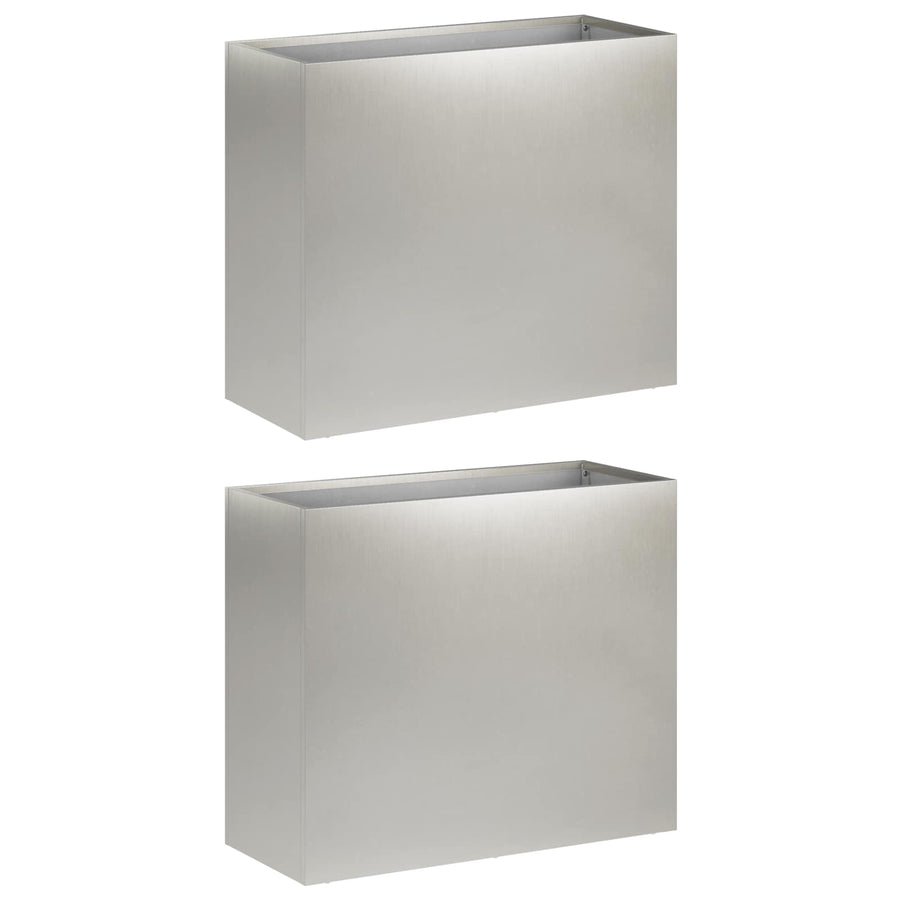 Plantenbak 2 st zilver 50 x 20 x 40 cm Roestvrij staal