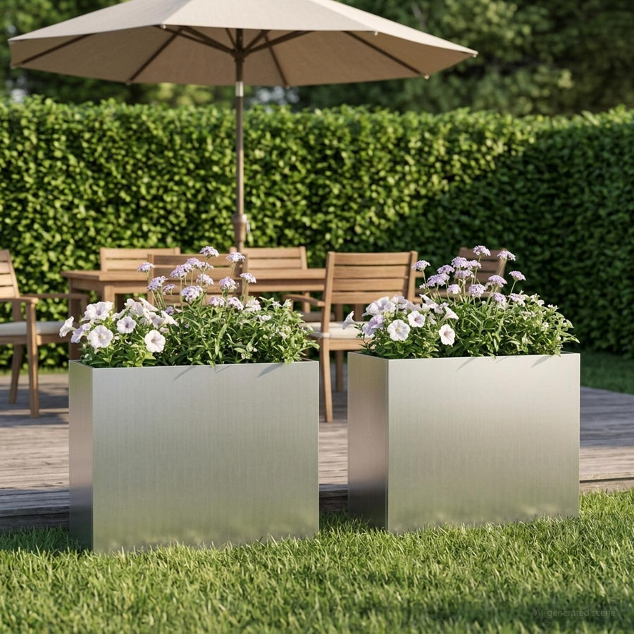 Plantenbak 2 st zilver 50 x 20 x 40 cm Gegalvaniseerd staal