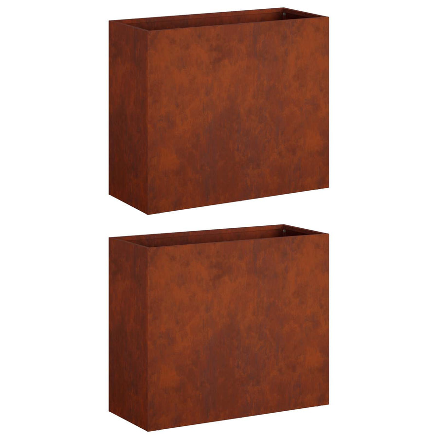 Plantenbak 2 st Roestkleurig 50 x 20 x 40 cm weervast staal