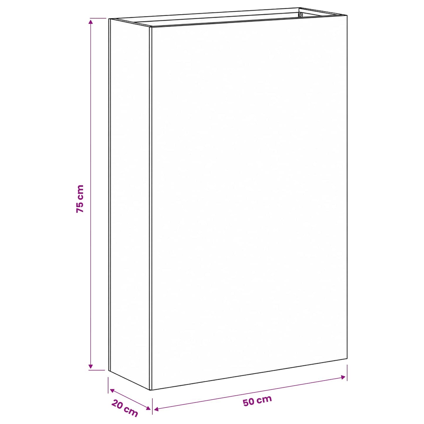 Plantenbak Zwart 50 x 20 x 75 cm Koudgewalst staal