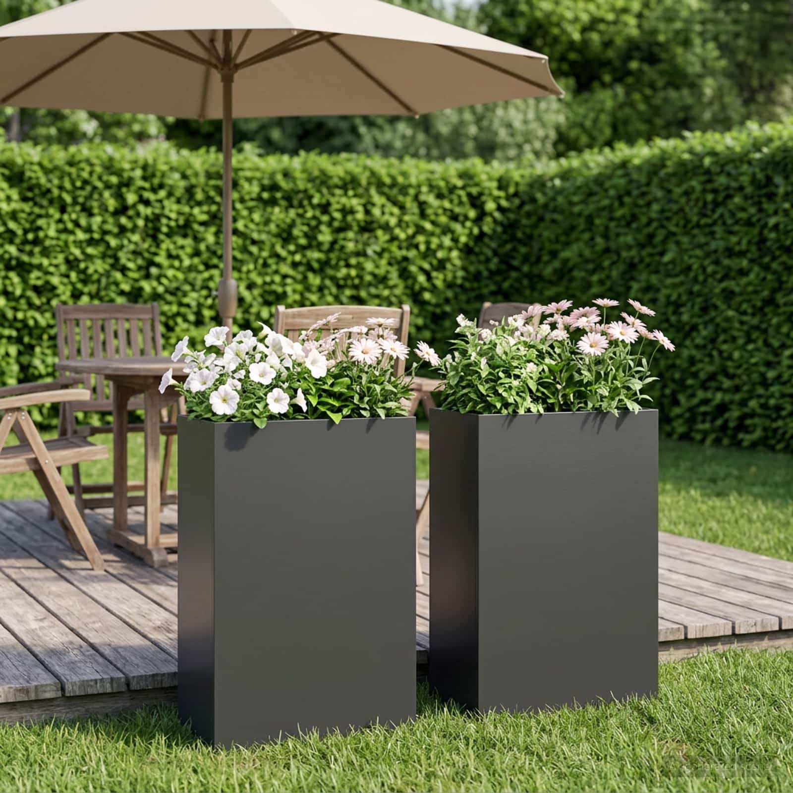 Plantenbak 2 st Zwart 50 x 20 x 75 cm Koudgewalst staal