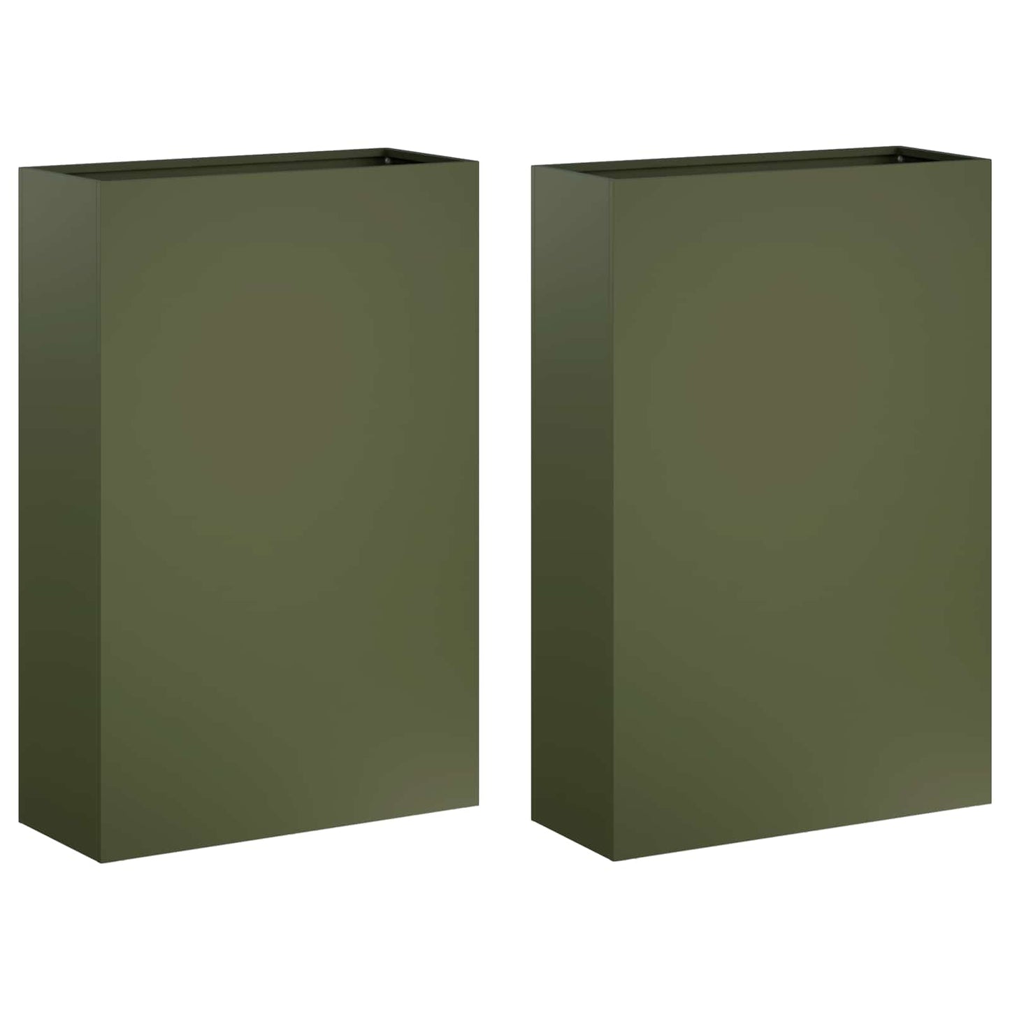 Plantenbak 2 st Olijfgroen 50 x 20 x 75 cm Koudgewalst staal