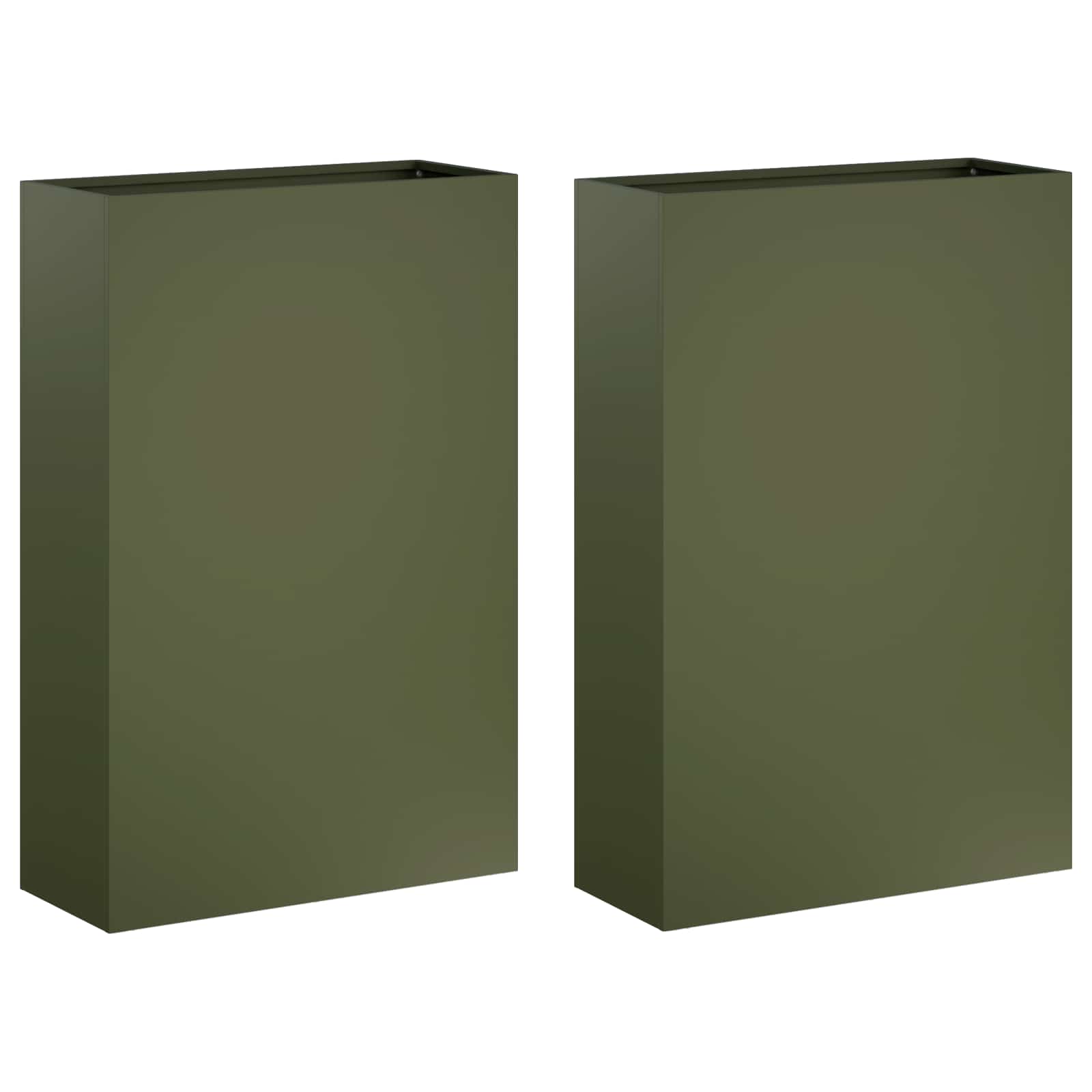 Plantenbak 2 st Olijfgroen 50 x 20 x 75 cm Koudgewalst staal