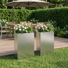 Plantenbak 2 st roestvrij staal zilver 50x20x75 cm