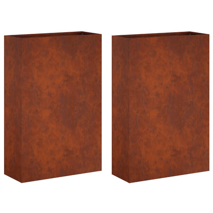 Plantenbak 2 st Roestkleurig 50 x 20 x 75 cm weervast staal