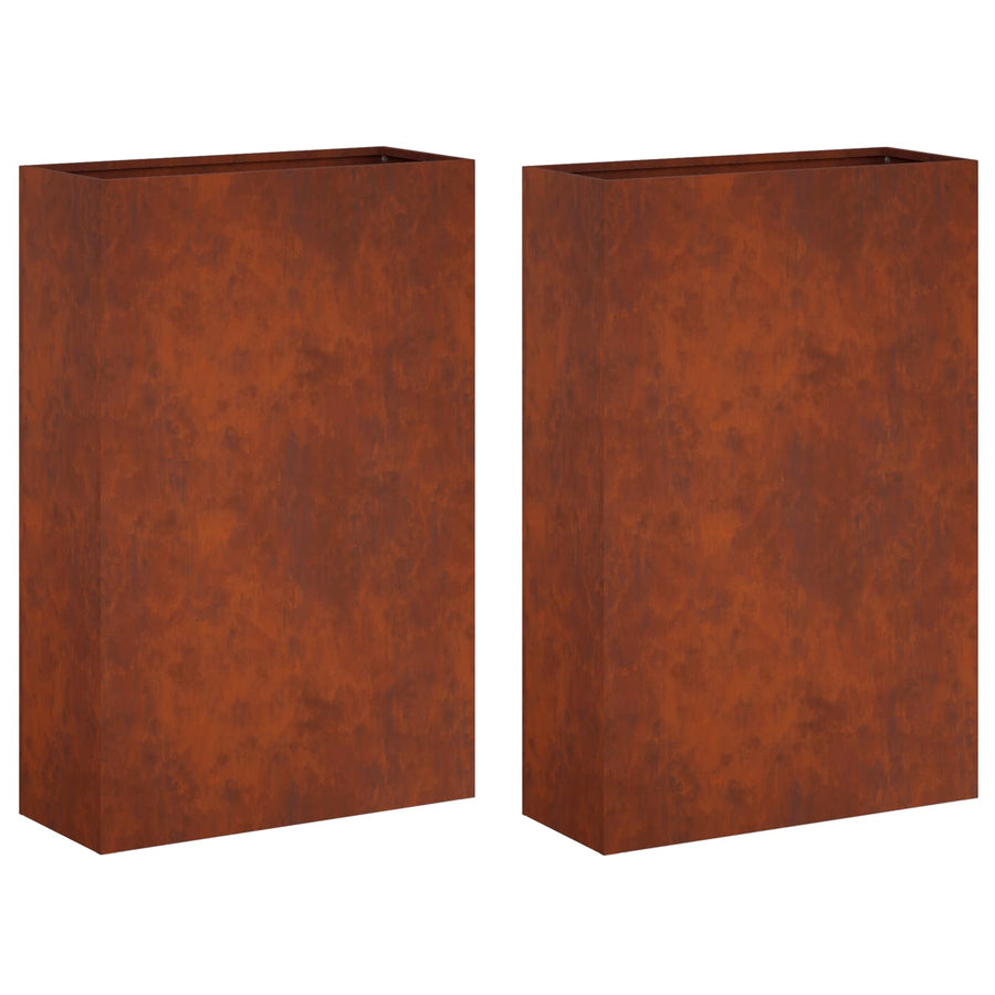 Plantenbak 2 st Roestkleurig 50 x 20 x 75 cm weervast staal