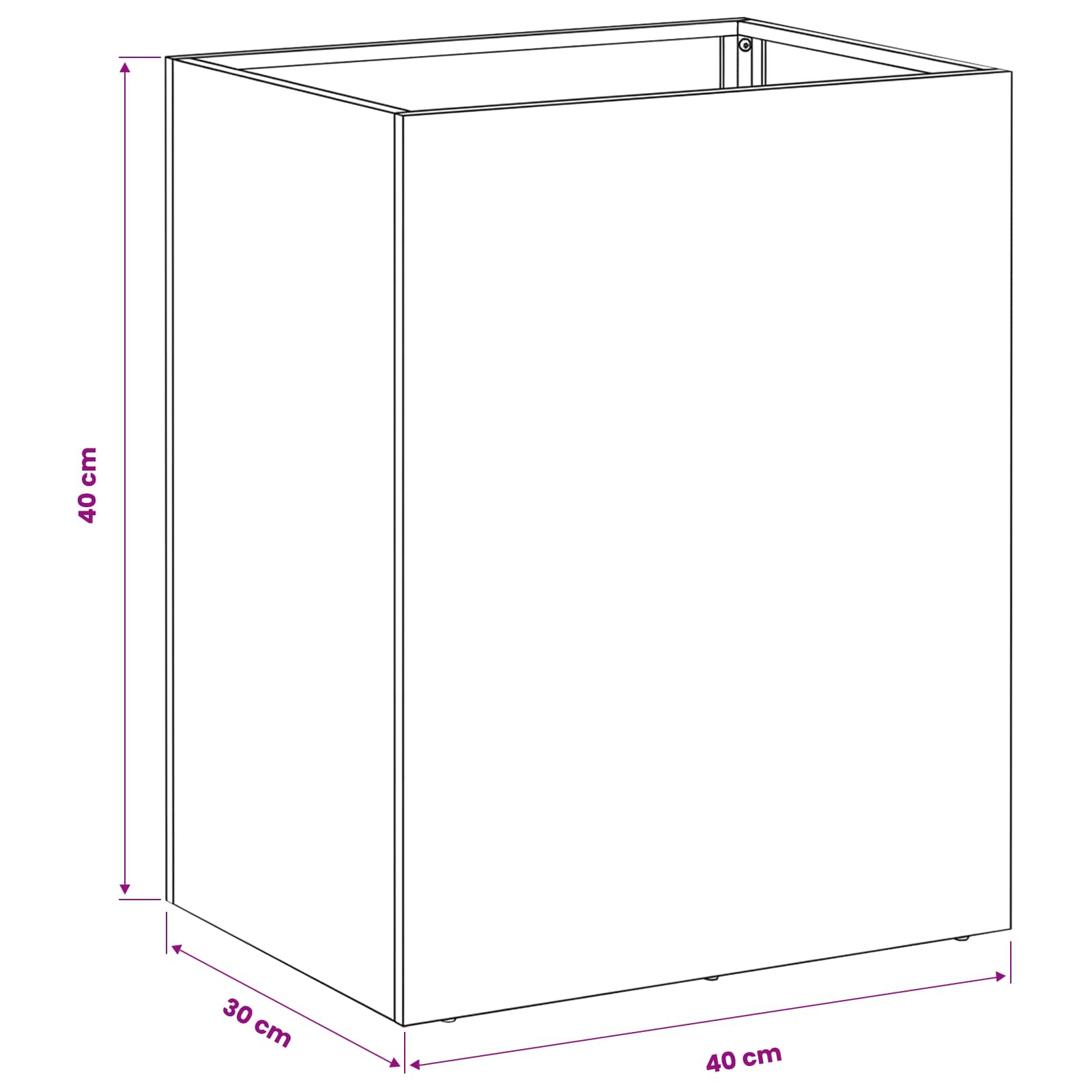 Plantenbak Zwart 40 x 30 x 40 cm Koudgewalst staal