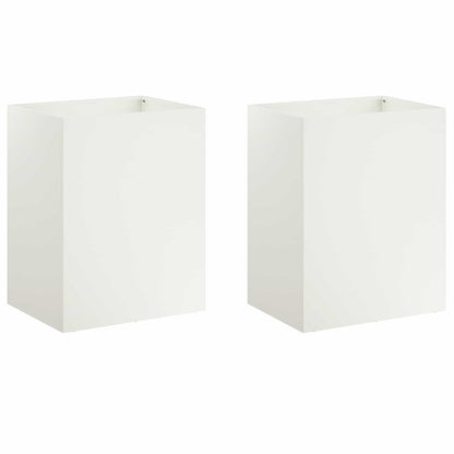 Plantenbak 2 st Wit 40 x 30 x 40 cm Koudgewalst staal
