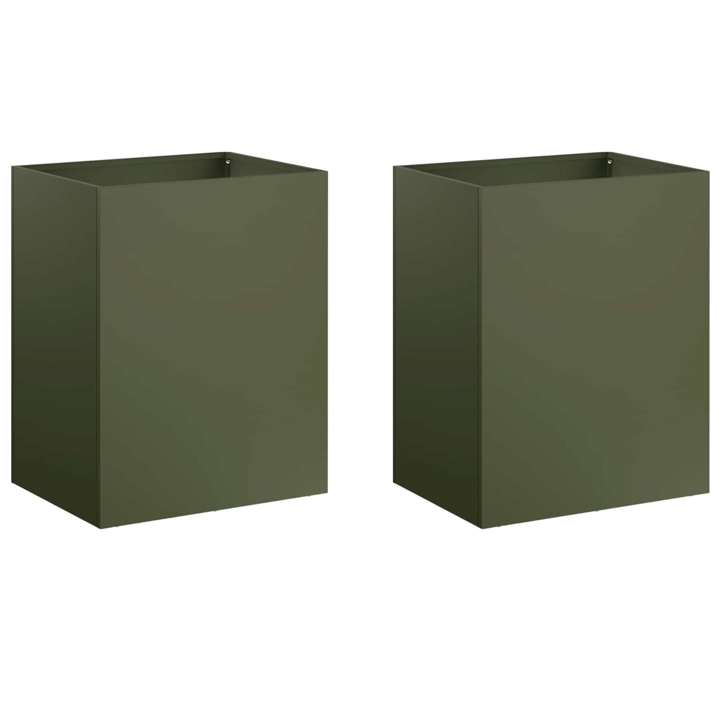 Plantenbak 2 st Olijfgroen 40 x 30 x 40 cm Koudgewalst staal