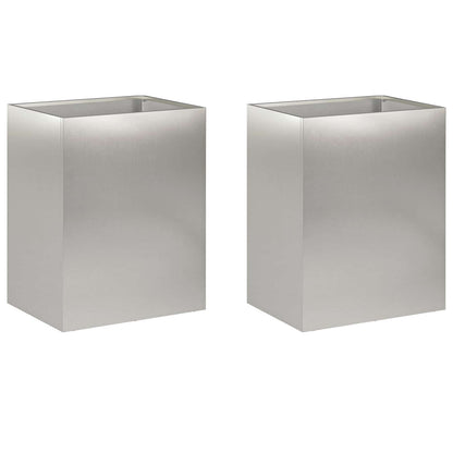 Plantenbak 2 st zilver 40 x 30 x 40 cm Roestvrij staal
