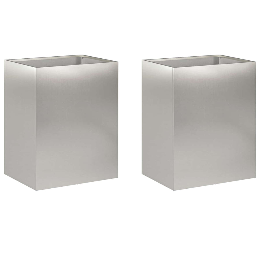 Plantenbak 2 st zilver 40 x 30 x 40 cm Roestvrij staal