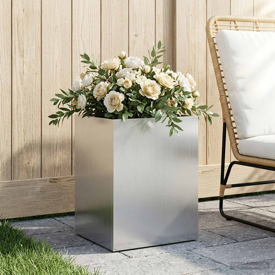 Plantenbak zilver 40 x 30 x 40 cm Gegalvaniseerd staal