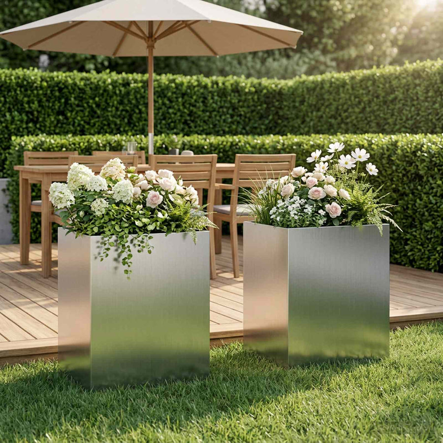 Plantenbak 2 st zilver 40 x 30 x 40 cm Gegalvaniseerd staal