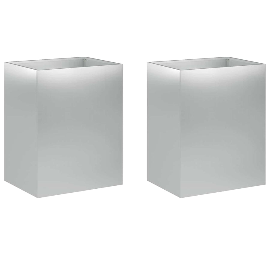 Plantenbak 2 st zilver 40 x 30 x 40 cm Gegalvaniseerd staal