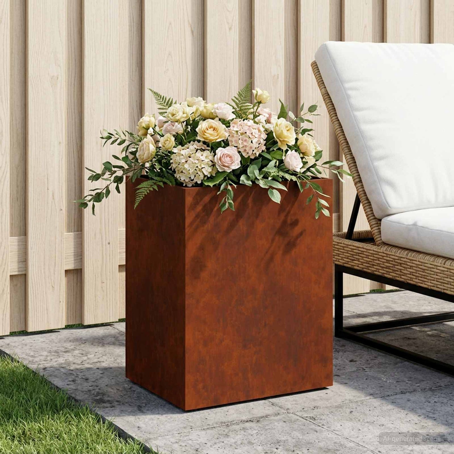 Plantenbak Roestkleurig 40 x 30 x 40 cm weervast staal