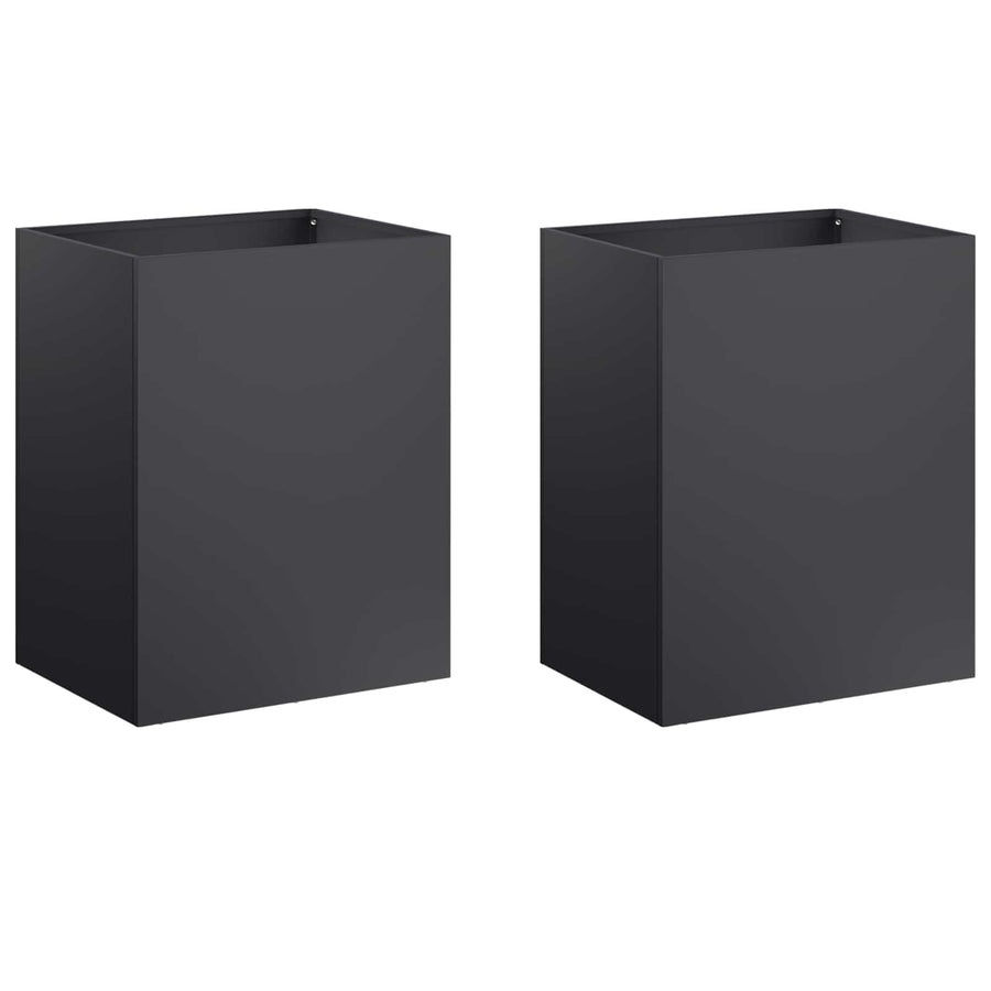 Plantenbak 2 st Zwart 40 x 30 x 50 cm Koudgewalst staal