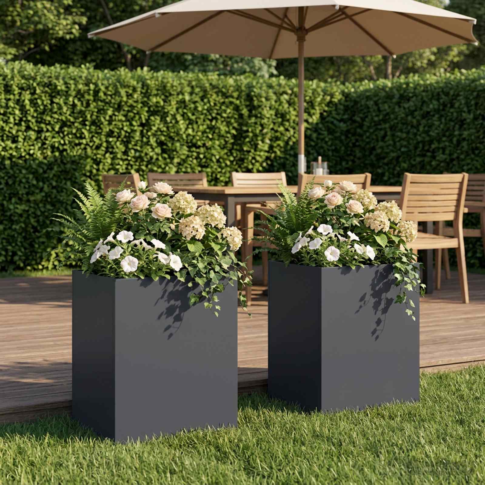 Plantenbak 2 st Antraciet 40 x 30 x 50 cm Koudgewalst staal
