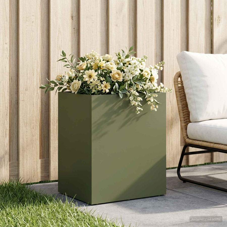 Plantenbak Olijfgroen 40 x 30 x 50 cm Koudgewalst staal