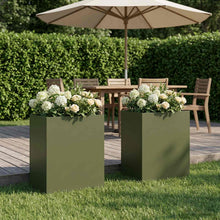 Plantenbak 2 st Olijfgroen 40 x 30 x 50 cm Koudgewalst staal