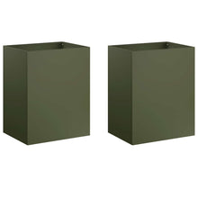 Plantenbak 2 st Olijfgroen 40 x 30 x 50 cm Koudgewalst staal