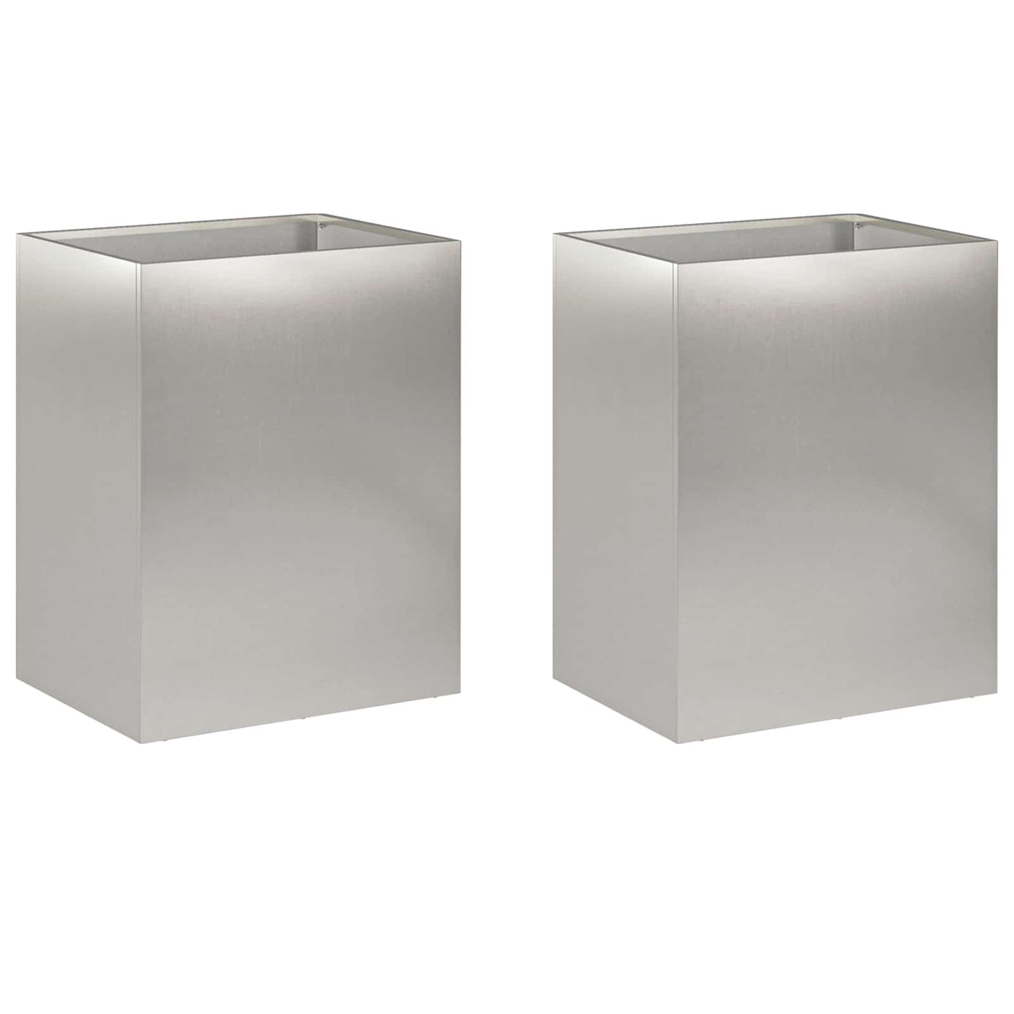 Plantenbak 2 st zilver 40 x 30 x 50 cm Roestvrij staal