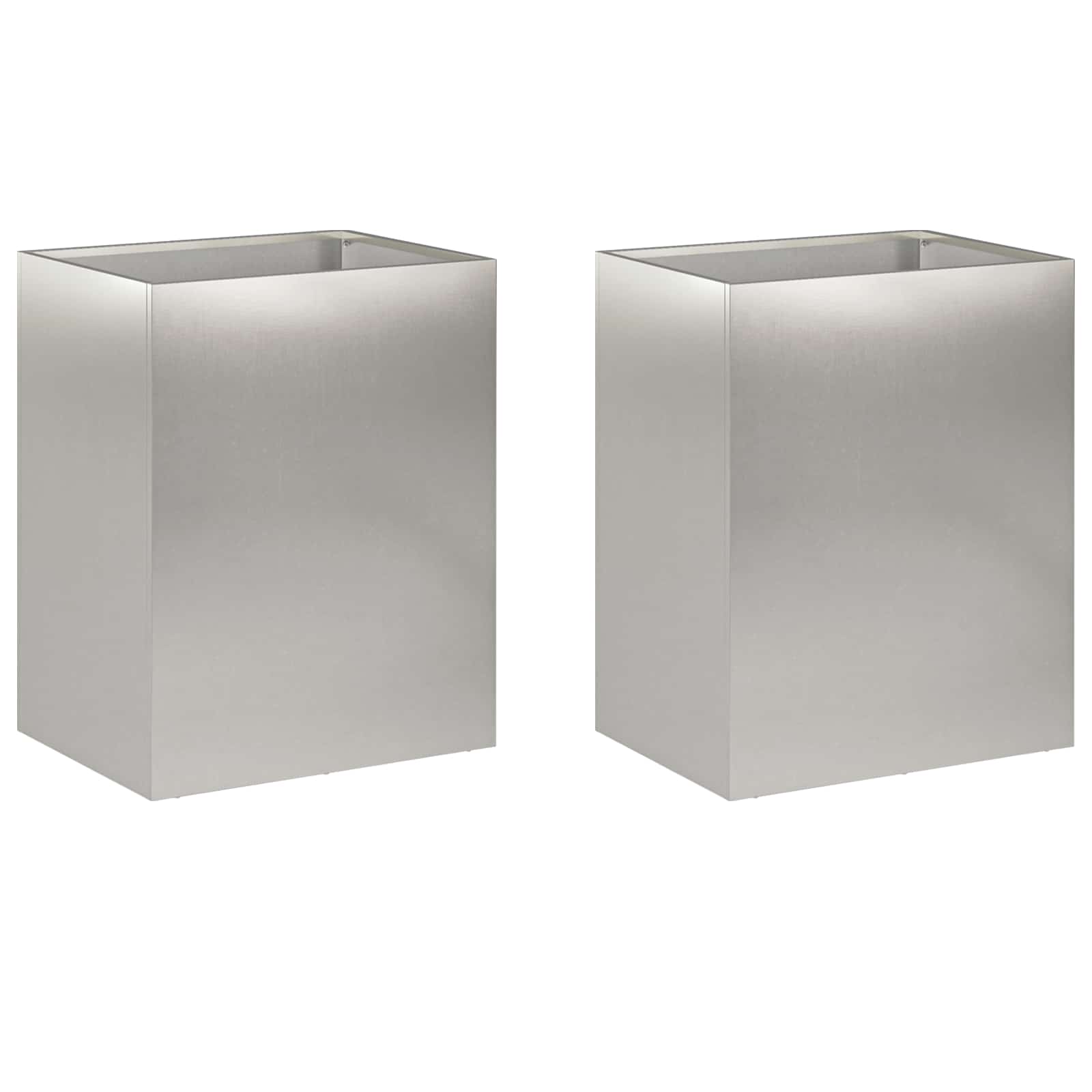 Plantenbak 2 st zilver 40 x 30 x 50 cm Roestvrij staal