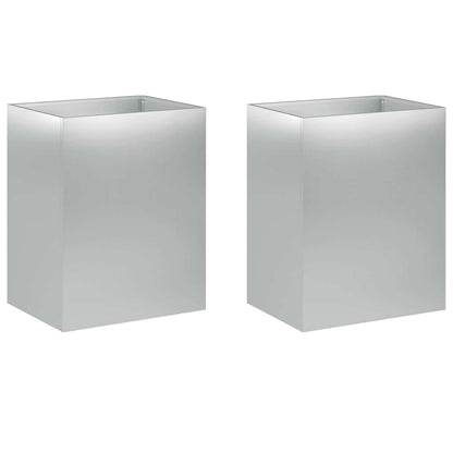Plantenbak 2 st zilver 40 x 30 x 50 cm Gegalvaniseerd staal
