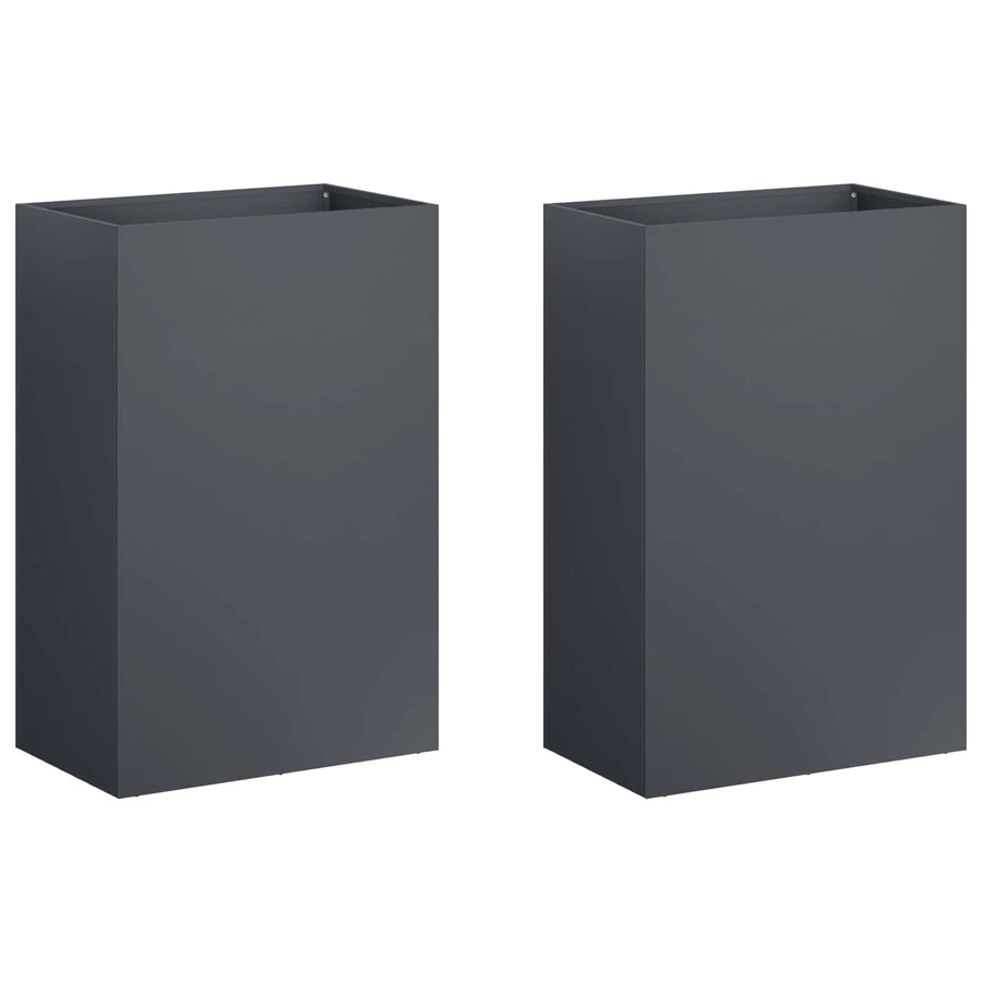 Plantenbak 2 st Antraciet 40 x 30 x 75 cm Koudgewalst staal