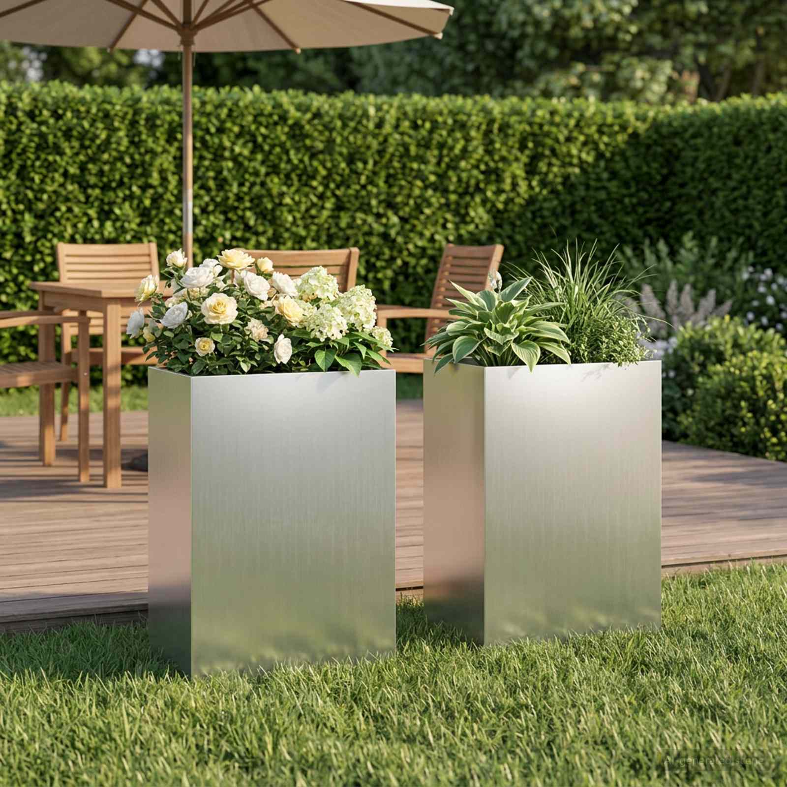 Plantenbak 2 st zilver 40 x 30 x 75 cm Gegalvaniseerd staal