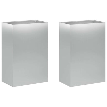 Plantenbak 2 st zilver 40 x 30 x 75 cm Gegalvaniseerd staal