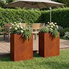 Plantenbak 2 st Roestkleurig 40 x 30 x 75 cm weervast staal