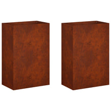 Plantenbak 2 st Roestkleurig 40 x 30 x 75 cm weervast staal