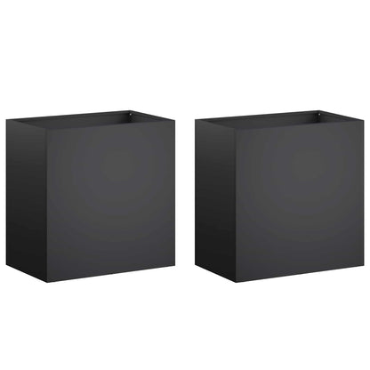 Plantenbak 2 st Zwart 50 x 30 x 40 cm Koudgewalst staal
